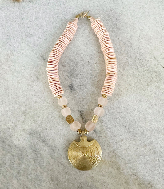 Large Brass Pendant Necklace