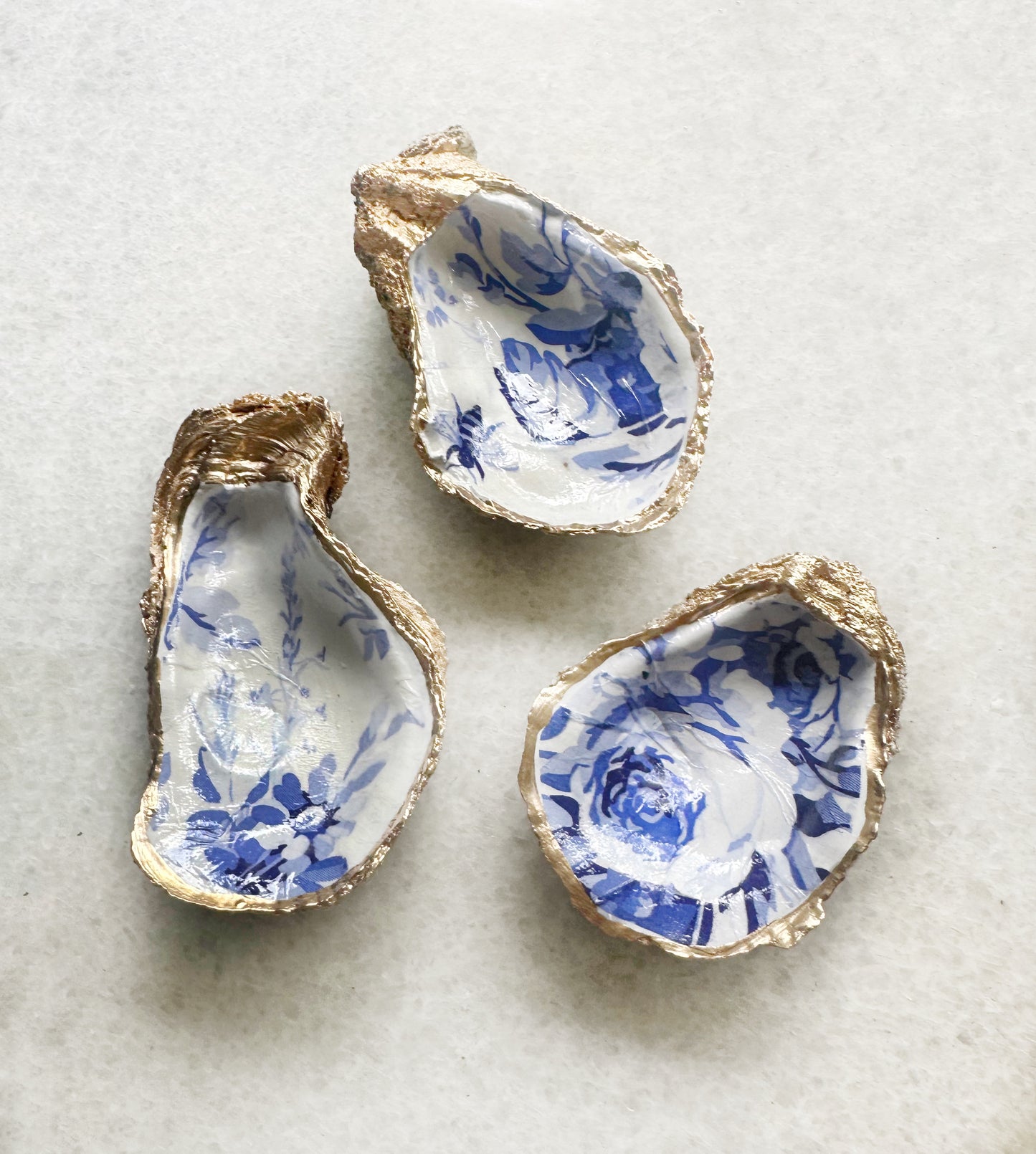 Oyster Ring Dish - Blue and White Floral Print