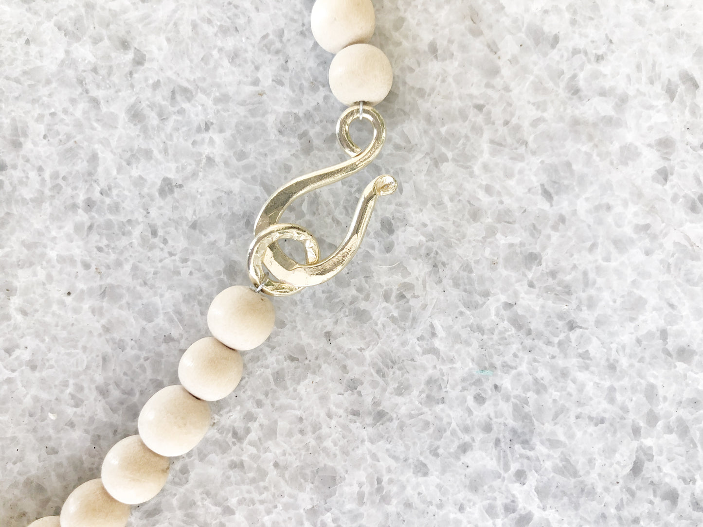 White Magnesite Spike and Coconut Necklace with Hand-Carved African Bone