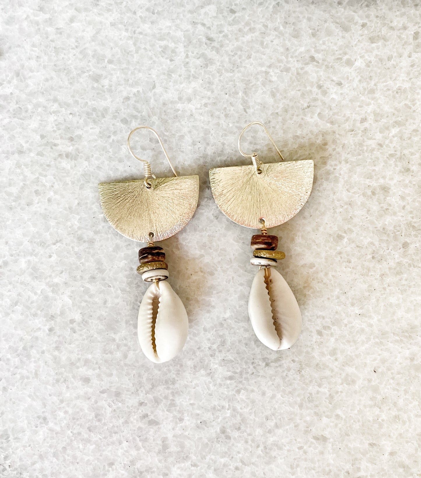 Cowrie Shell, Coconut & Bone Earrings