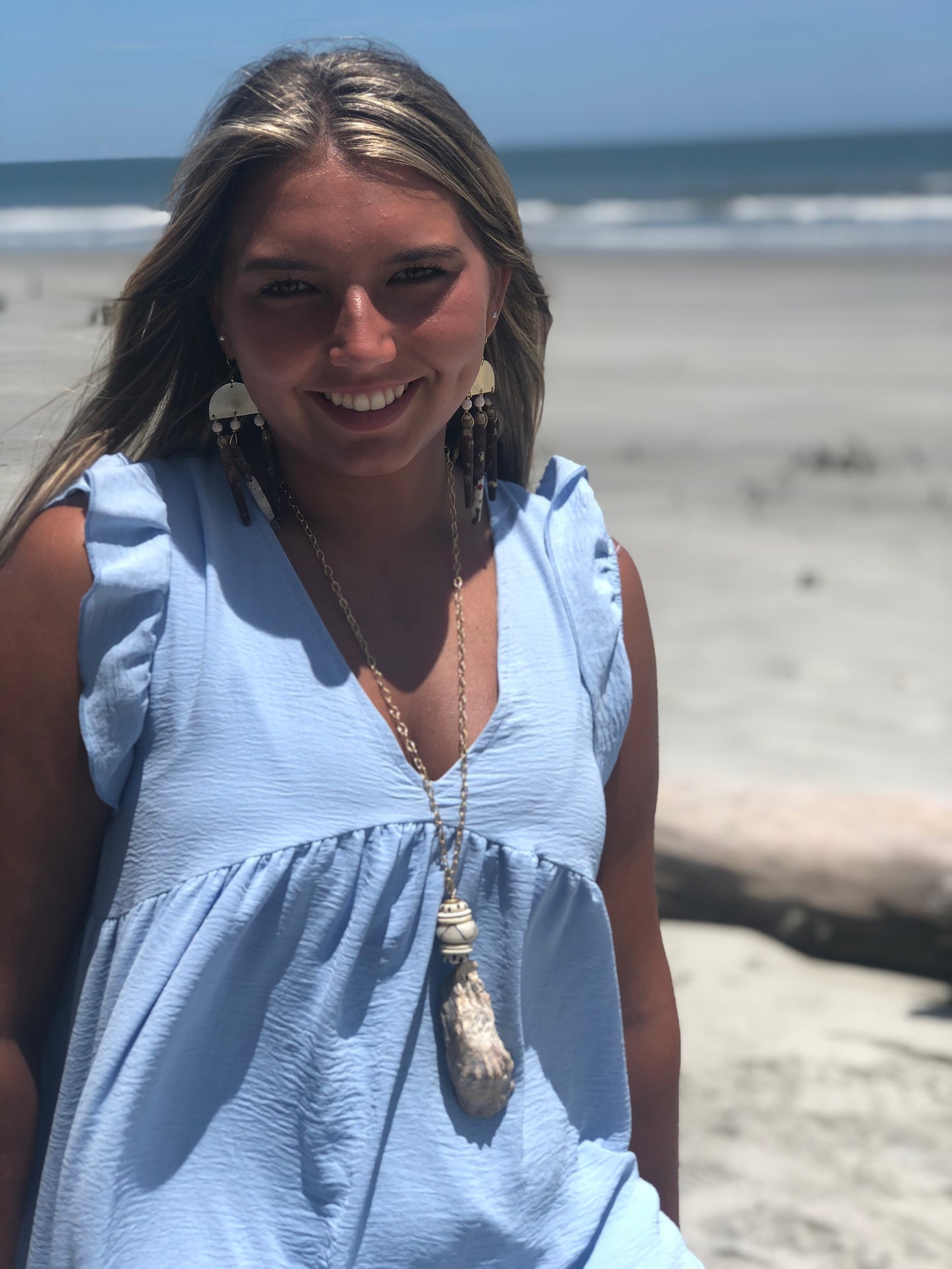 Carolina Oyster Necklace with Bone and Coconut