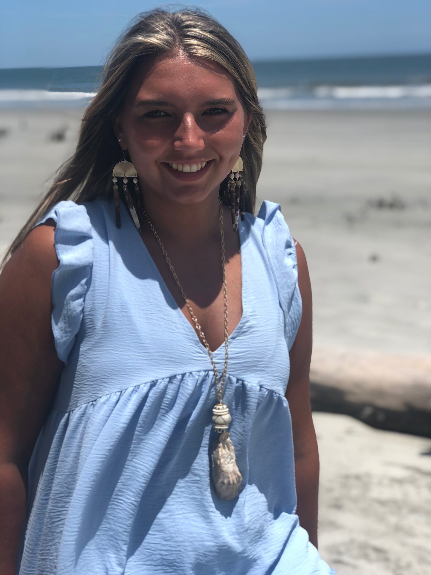 Carolina Oyster Necklace with Bone and Coconut