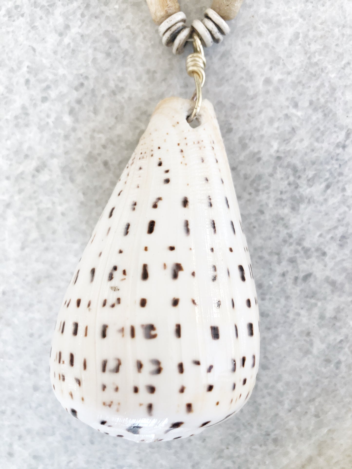 Cone Shell Necklace with Bone, Coconut and Hebrew Cone