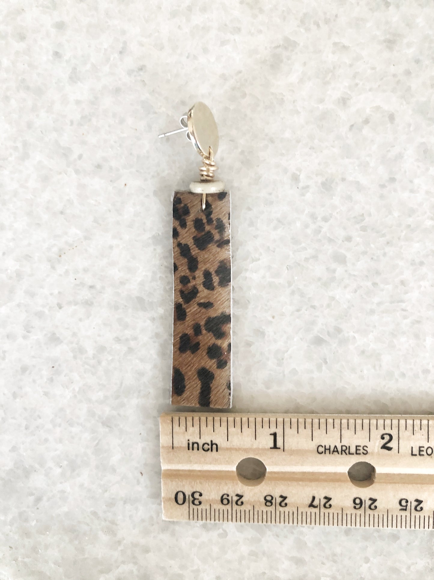 Leopard Hair-On Hide Bar Earrings