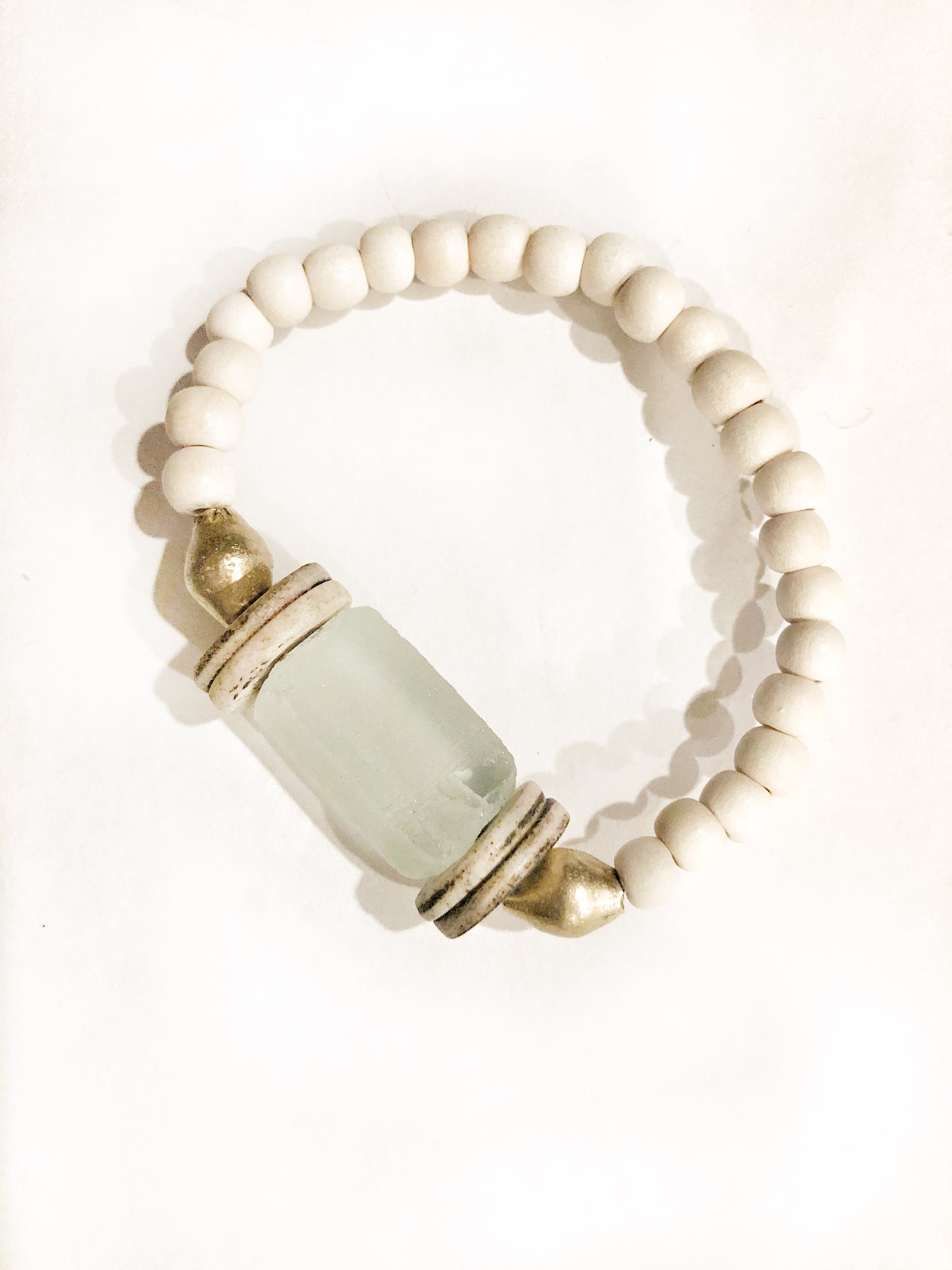 Stack Bracelet with Recycled Glass and Bone Beads