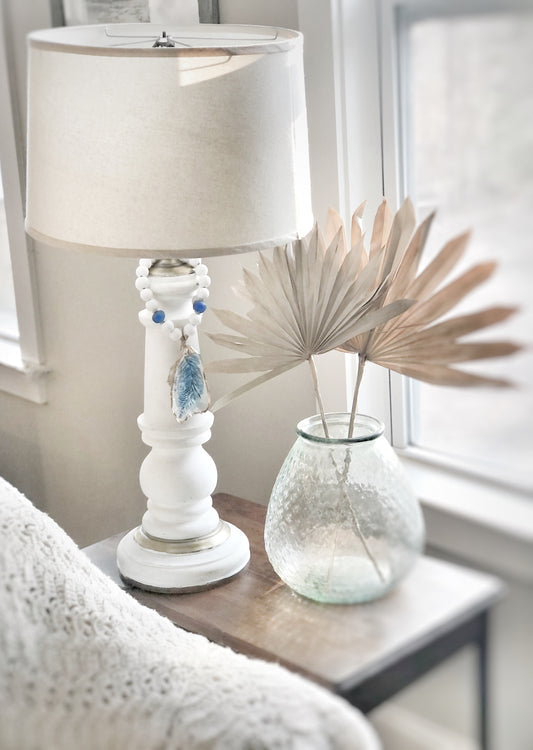 Blue and White Palm Frond Lamp Charm