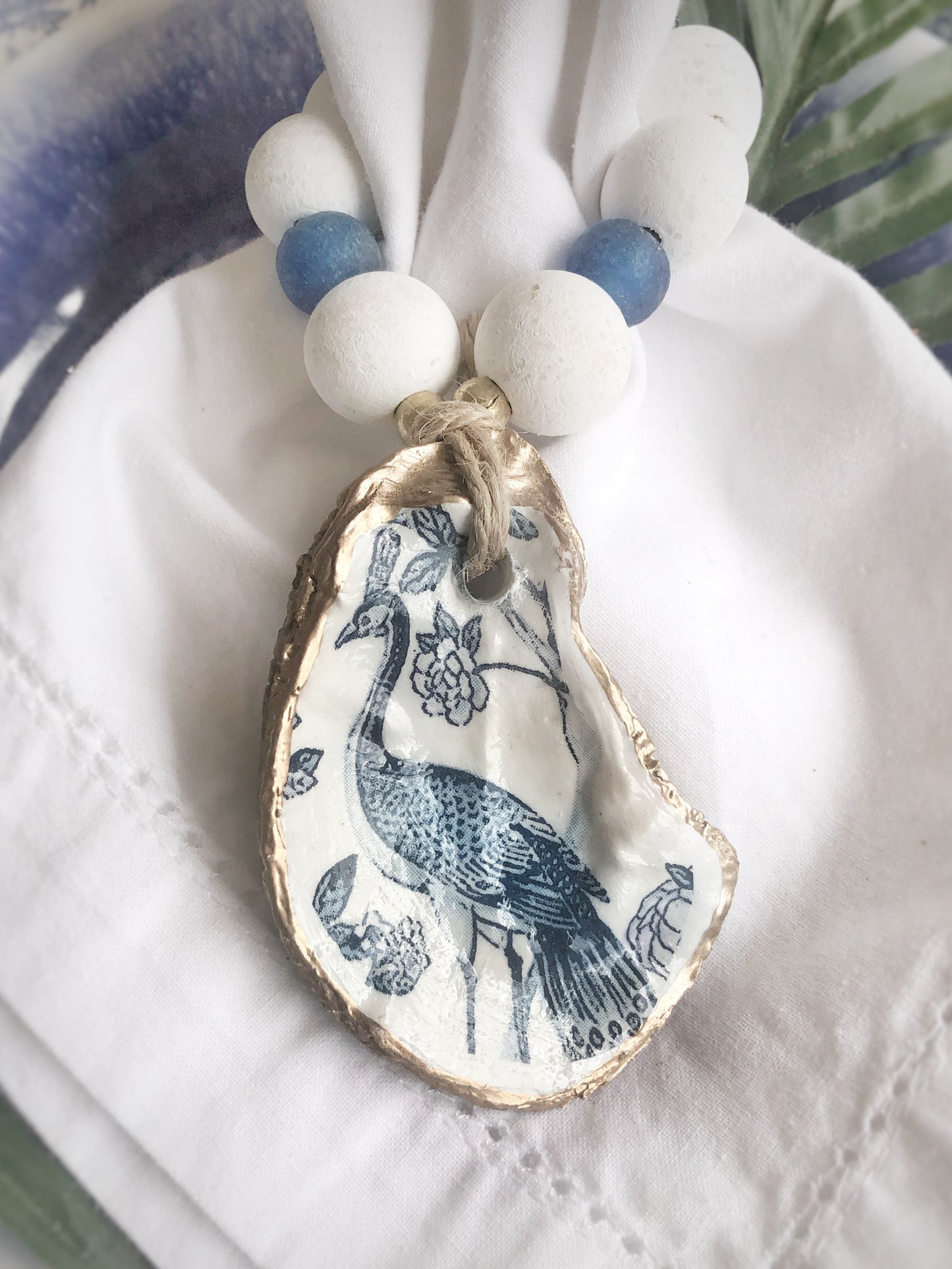 Blue and White Bird Napkin Rings