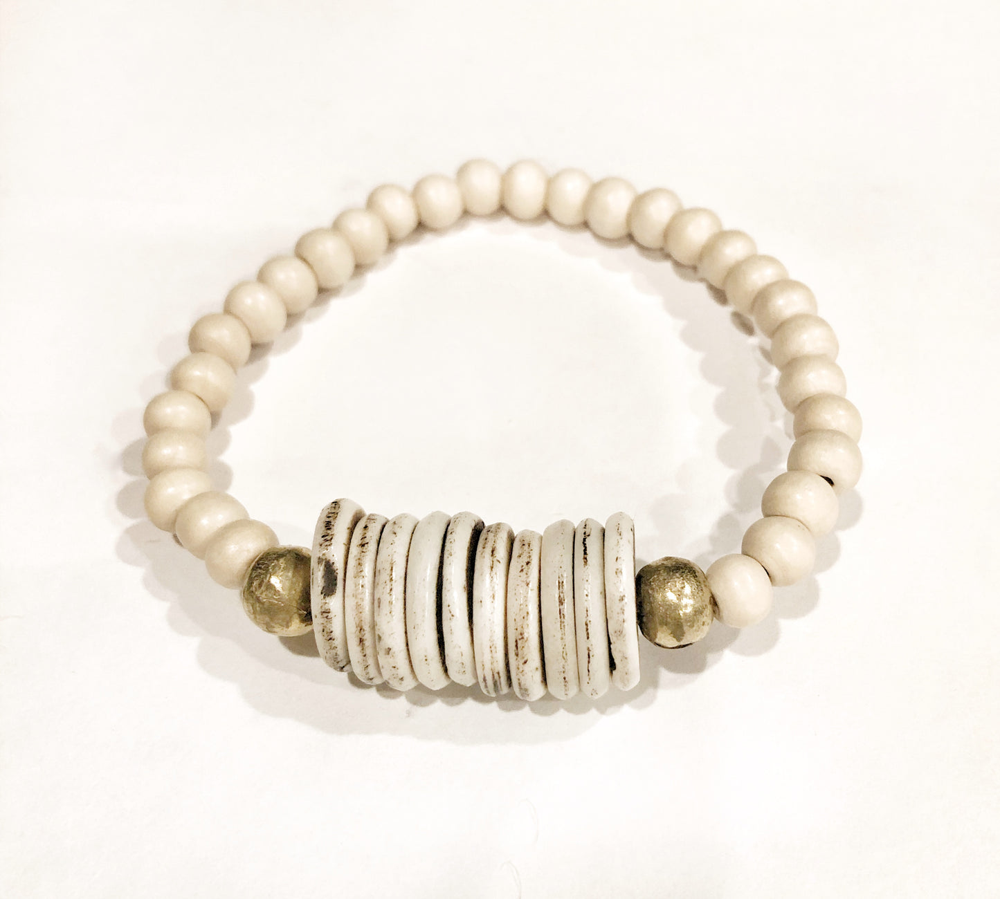 Stack Bracelet with Recycled Glass and Bone Beads